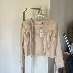 Beige Fringe Women's Jacket